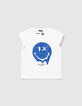 Weißes Mädchen-T-Shirt mit blauem Glitzer-SMILEYWORLD-2
