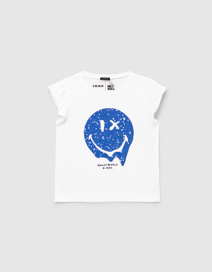Camiseta blanca print azul purpurina SMILEYWORLD niña-2