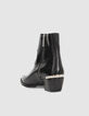 Women’s black leather boots with metal bars-3