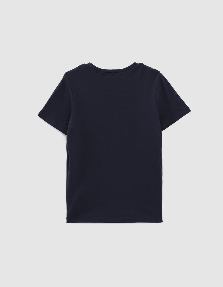 Sportief navy T-shirt opdruk oortjes in reliëf jongens -2