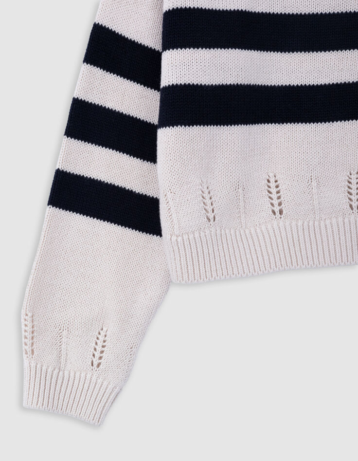 Girl’s organic sailor-stripe sweater, diamante lightning-5