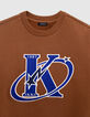 Boy's camel maxi sweatshirt with K-comète logo embroidery-3