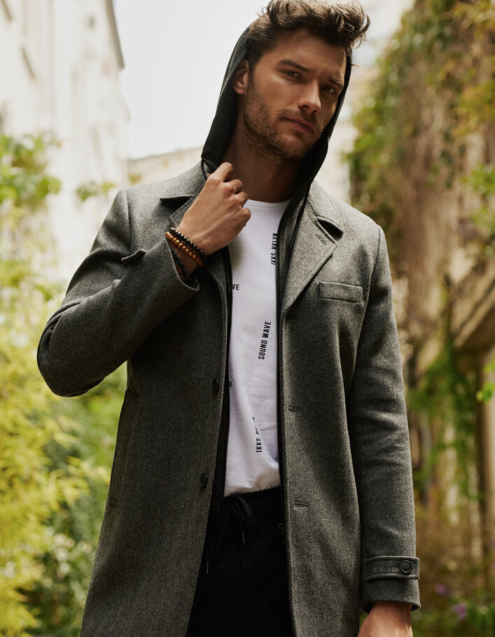 manteau gris chevron