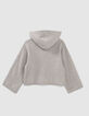 Girls’ grey marl knit hooded sweater-4