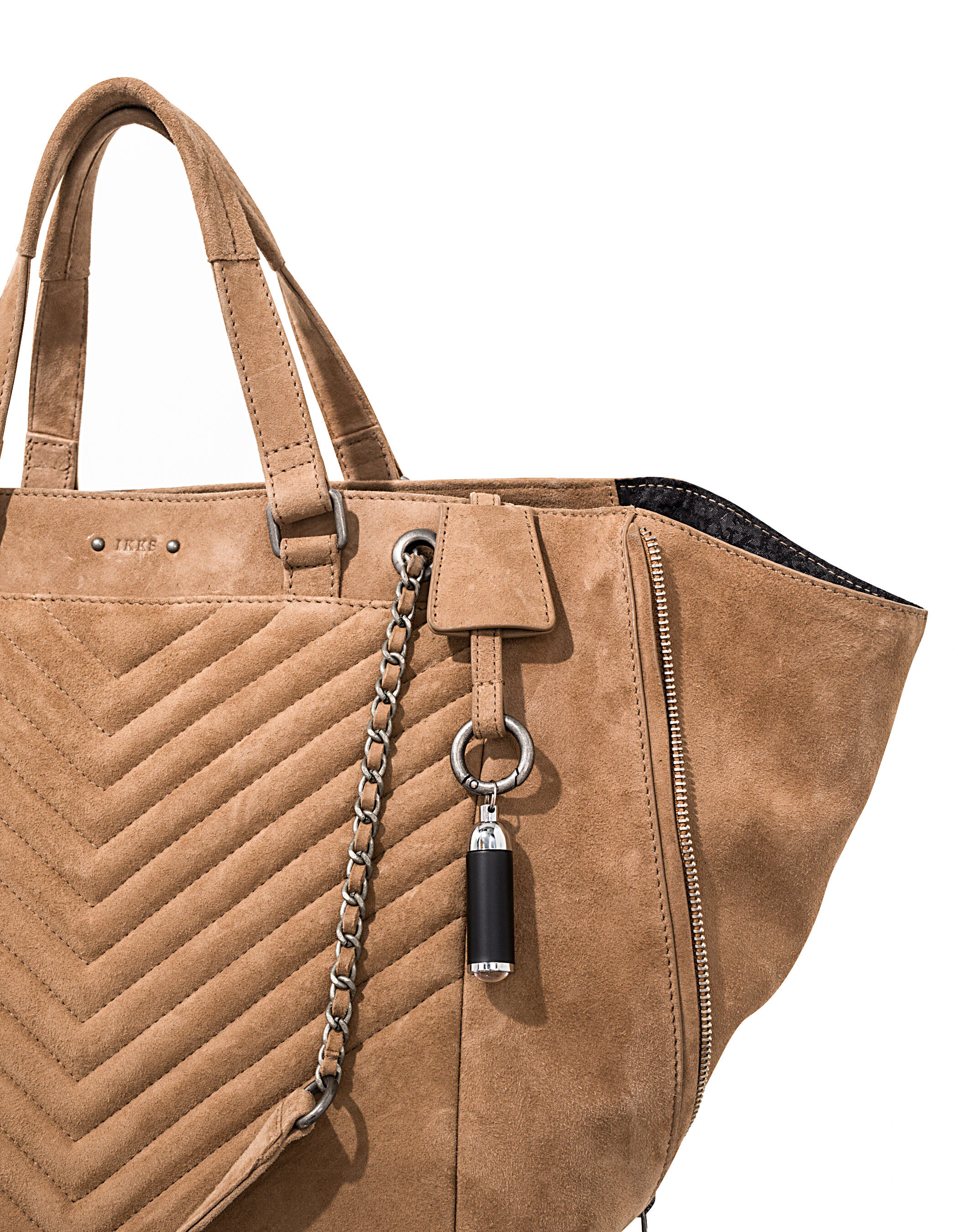Women's THE SAND 1440 goat suede chevron quilted tote bag