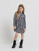 Robe 2-en-1 noire floral rock et gilet doudou fille-2