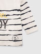 Baby boys’ white slogan T-shirt with blue stripes-4