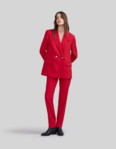 Women’s poppy red double-breasted suit jacket - IKKS