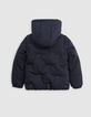 Marineblaue Daunenjacke für Jungen mit abnehmbaren Ärmeln-6