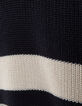 Men’s navy knit sweater with ecru stripes-8