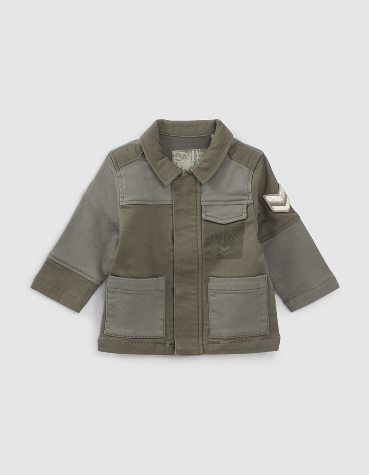 Baby boys’ khaki safari jacket with contrasting pockets-1