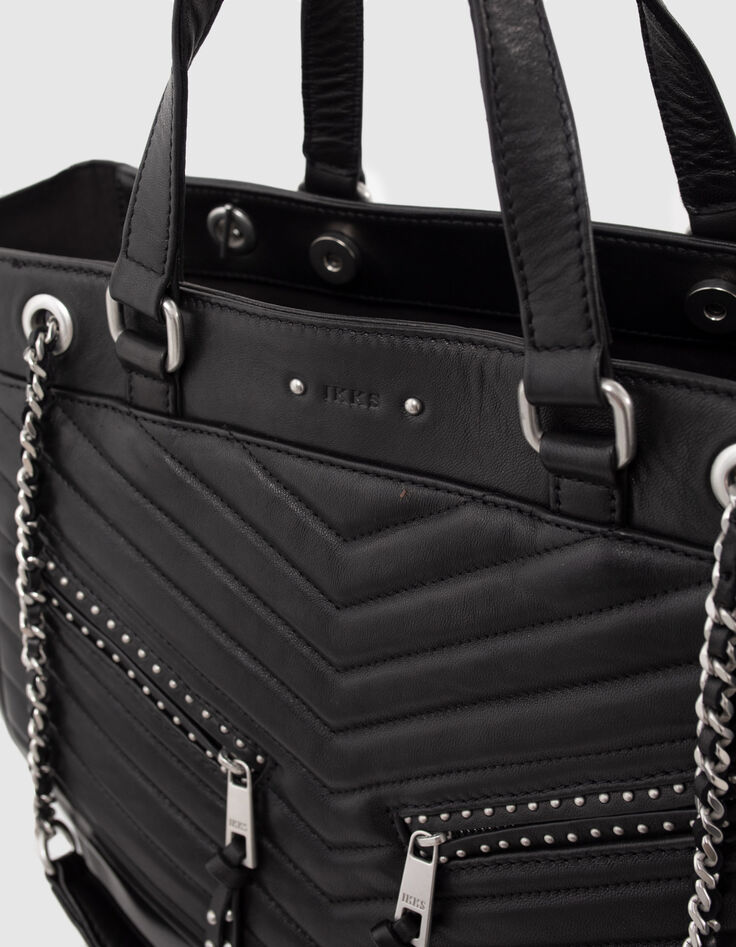 Zwarte leren shopper 1440 Rock met studs Dames-3