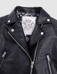 Veste noire esprit motard broderies et clous dos fille-4