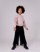 Black pleated wide-leg pants for girls-1