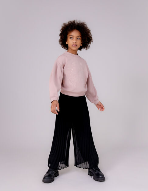 Black pleated wide-leg pants for girls - IKKS