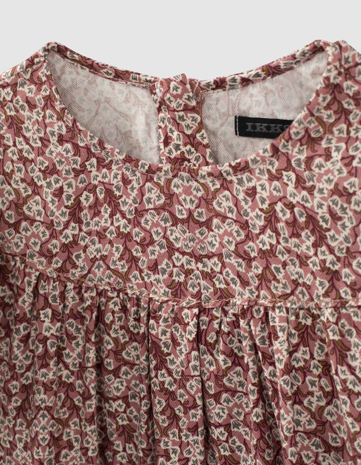 Girls’ rosewood blurry floral print blouse-2