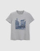 Grijs T-shirt van biologisch katoen Paris Homme-6