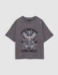 T-shirt gris coton bio visuel aigle fille-3