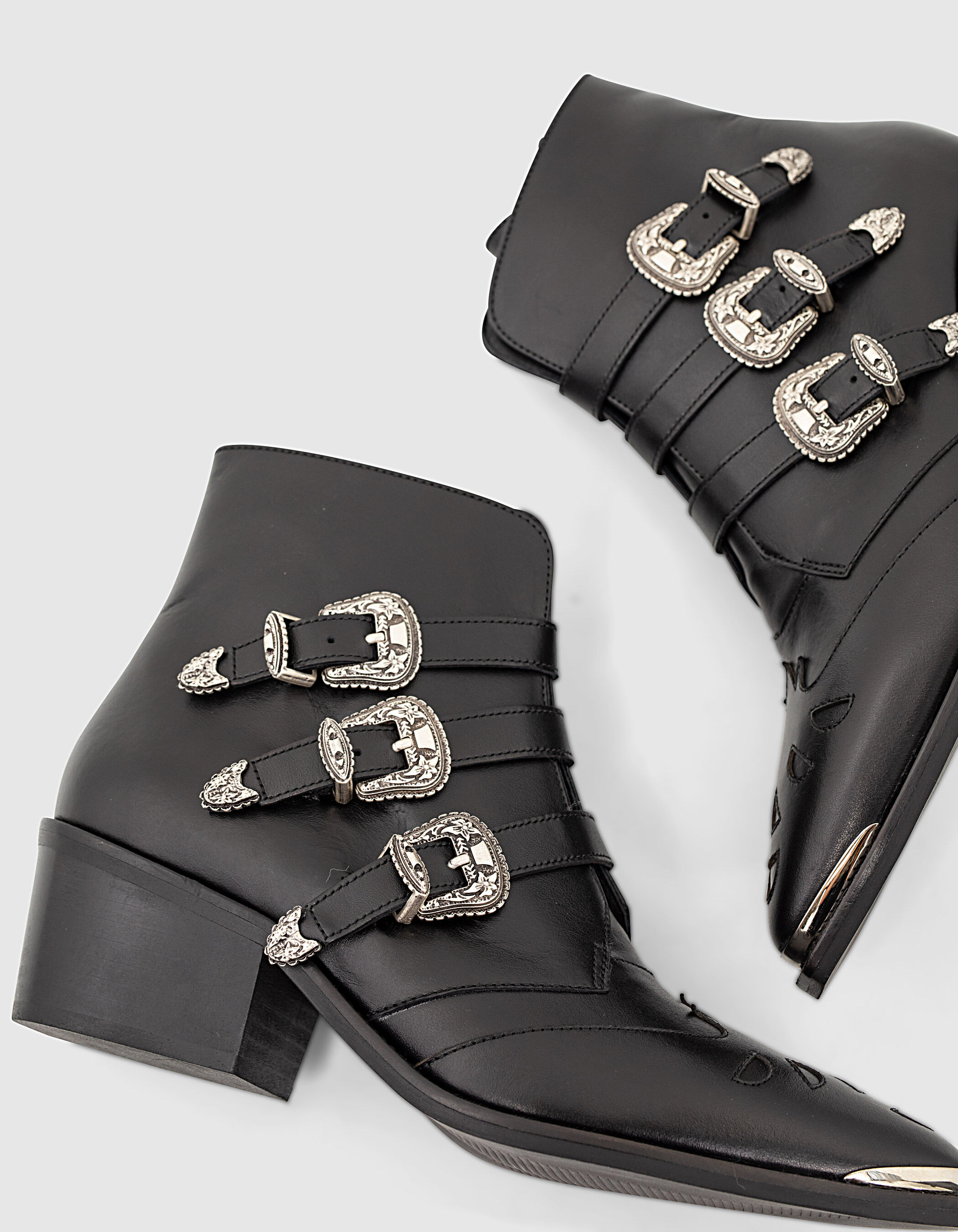 womens leather boots with buckles