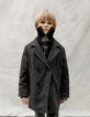 Boy's gray plaid coat with two-ply trim-1