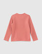 Camiseta rosa palo algodón ecológico calavera niña-3