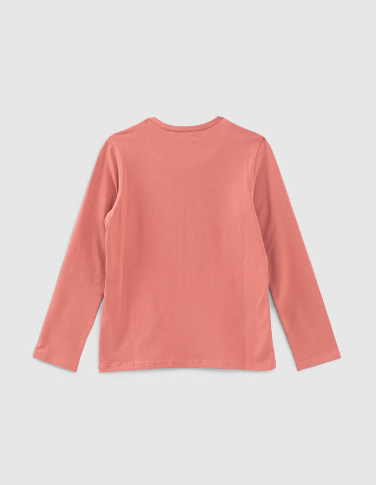 Camiseta rosa palo algodón ecológico calavera niña-3