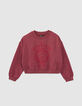 Girls’ cherry mountains image flocked sweatshirt-1