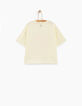 Girls’ pastel yellow T-shirt, neon pink palms-4