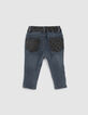 Baby boys’ vintage blue jeans, used black contrast-3