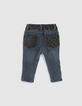 Vintage blue jeans met contrast used black jongens-3