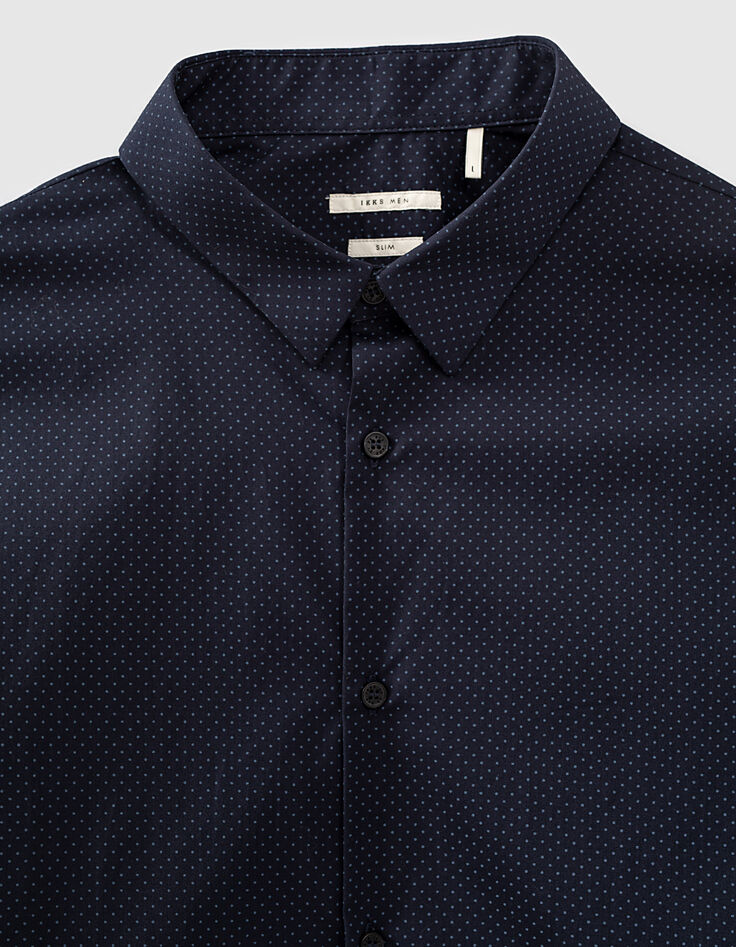 Men’s navy SLIM shirt with blue polka dot print-2