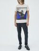 Men’s electric blue T-shirt with blurry motorbike rider-5