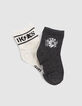 Anthrazitgraue und hellgraue Socken für Babyjungen-4