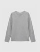 Pull gris tricot fin bords roulottés Homme-5