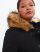 I.Code black fur-lined duffle coat-style parka-4