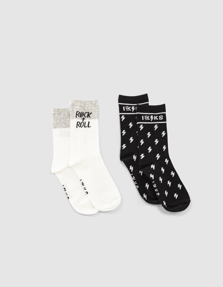 Chaussettes noires, blanches et grises rock garçon-3