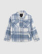 Boy's blue wool plaid jacket with lining-2