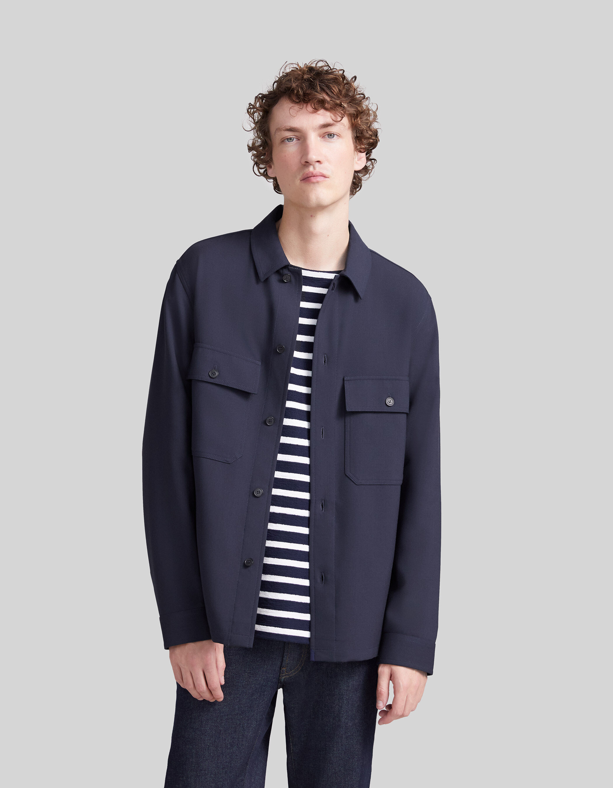 Mens navy overshirt discount jacket