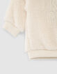 Sherpa-Sweatshirt beige, khaki Nylonschultern, Baby Boys-5