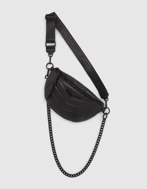 THE 1. Women's black quilted leather waist bag - IKKS