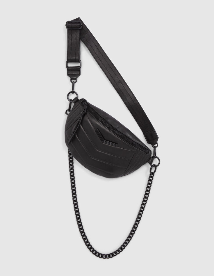 Sac-banane THE 1. noir cuir matelassé Femme-1