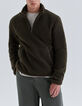 Men’s khaki Sherpa sweatshirt with kangaroo pocket-2