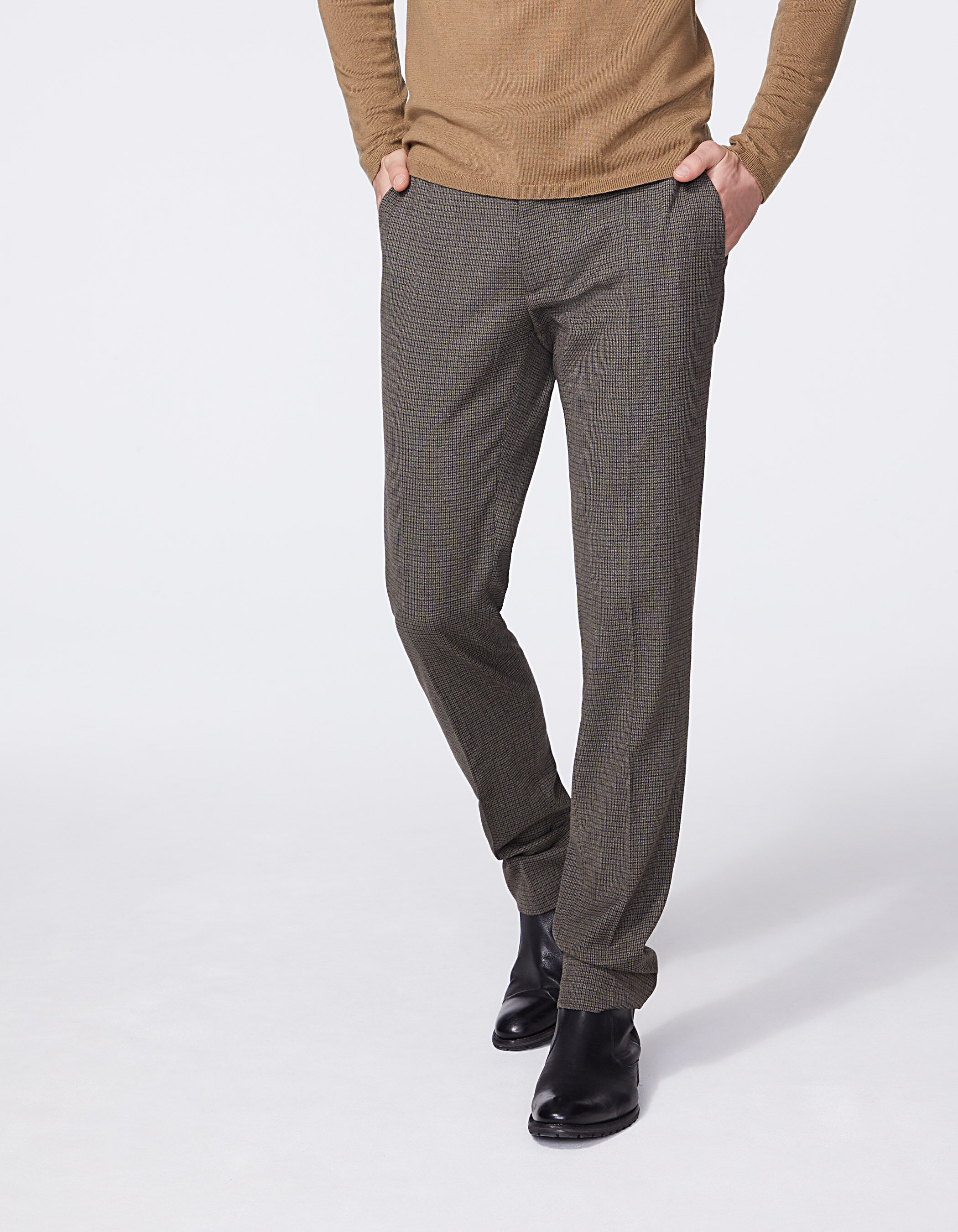 Blue Slim Fit Tweed Check Suit Trousers Eton - HIRE5 Menswear