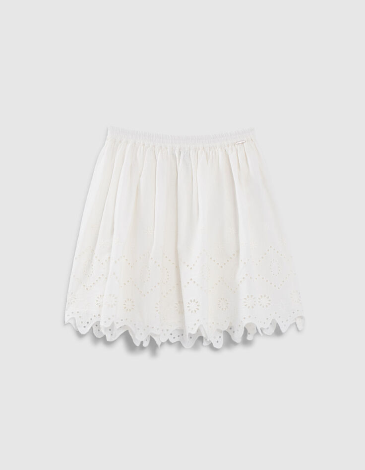 Jupe blanc cassé broderie angaise fille-2