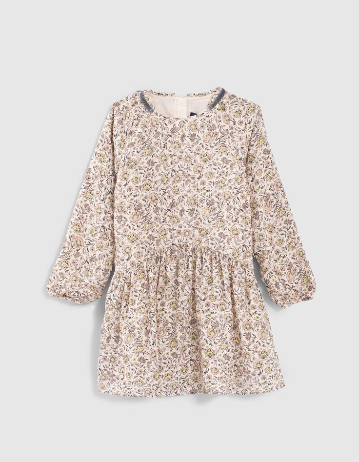 Girls’ beige flower print dress-2