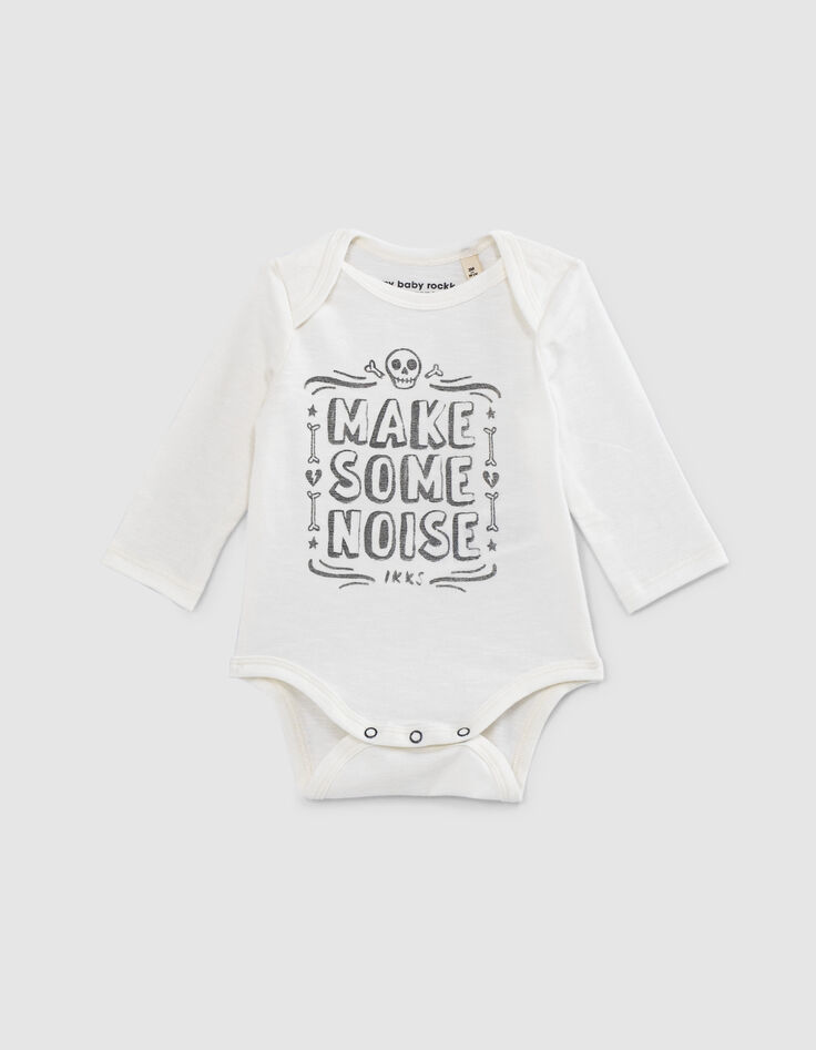 Baby’s milk slogan and skull organic cotton bodysuit-1