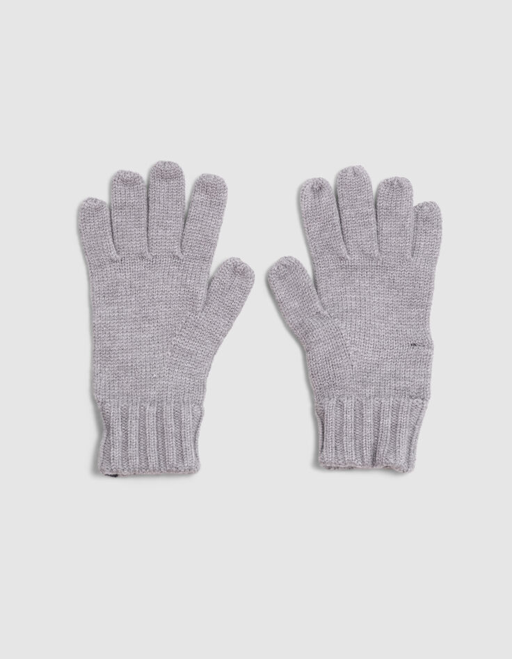 Boys' grey recycled knit gloves-3