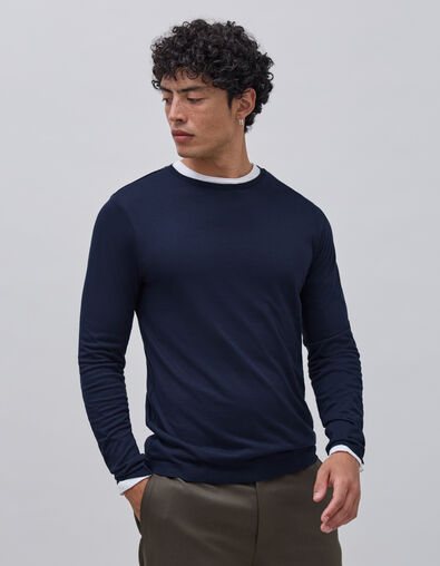 Marineblauw T-shirt met lange mouwen Heren - IKKS