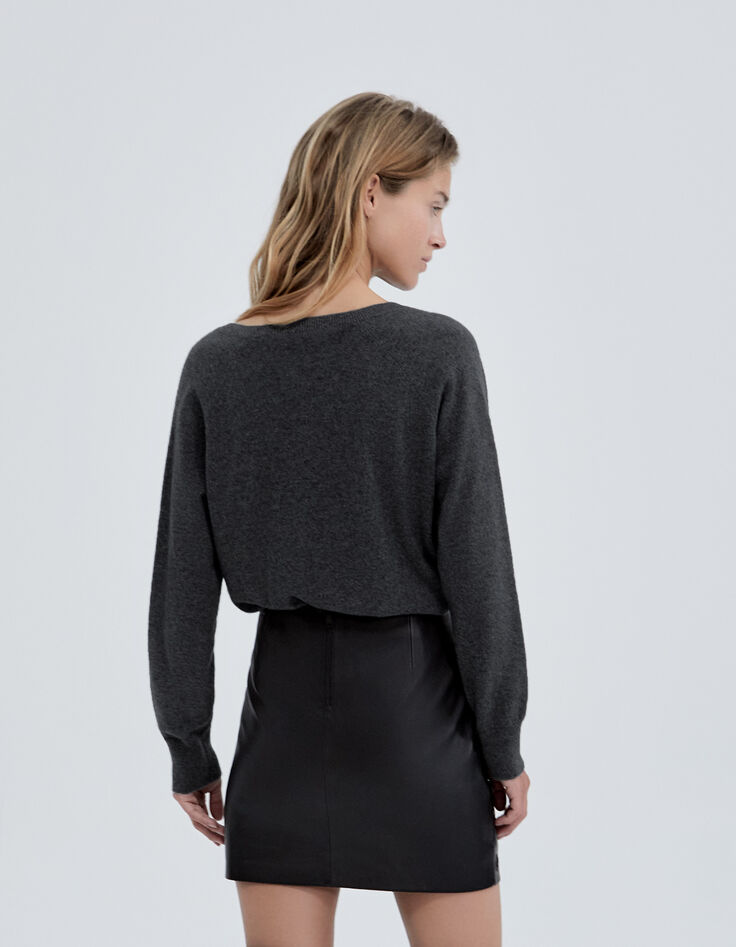 Pure Edition-Pull gris tricot cachemire et lurex Femme-2