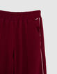 Wide-leg burgundy pants with ecru bias on girls' sides-5